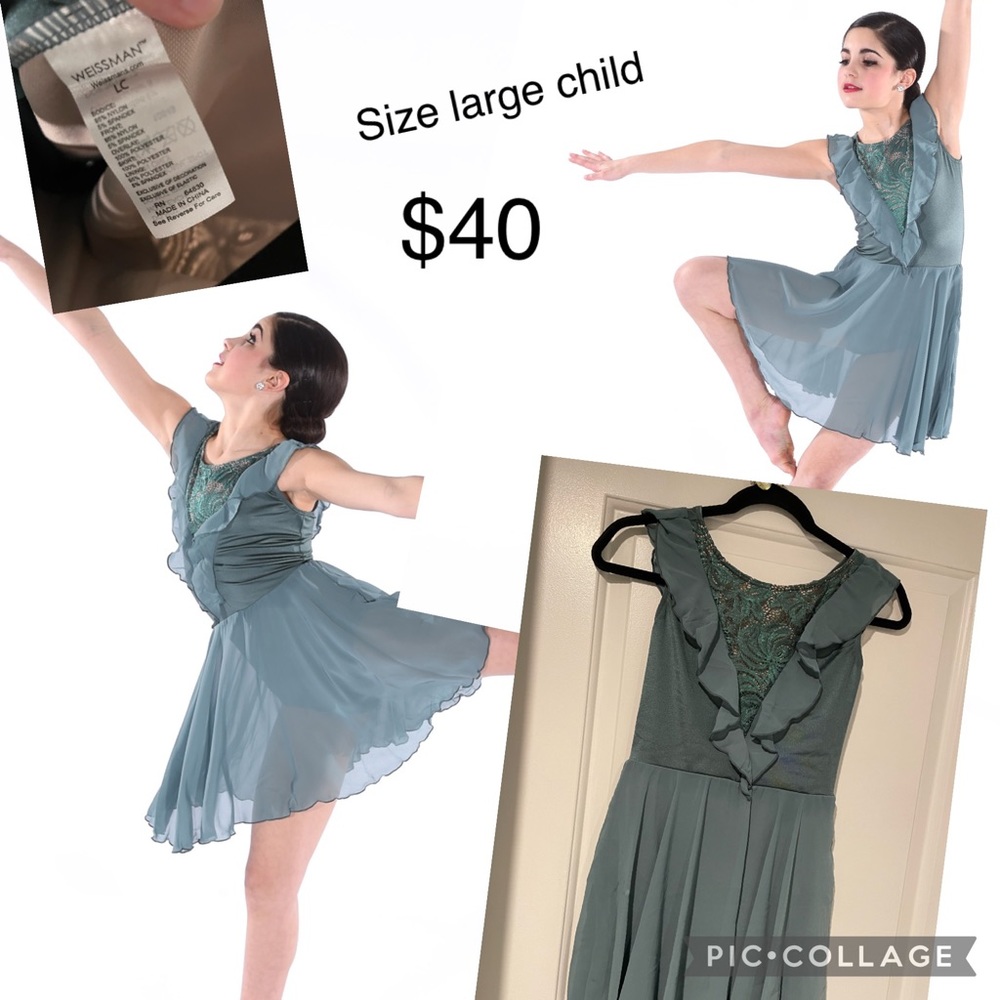 Weissman sage green dance costume - size large child